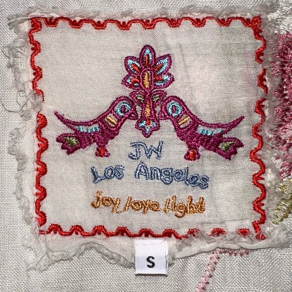 Johnny Was 100% Linen Boho Beige Embroidered Floral Tunic Tank Top Size Small - Picture 2 of 16